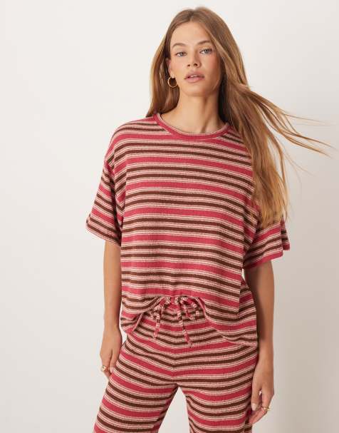 ASOS DESIGN - T-shirt d'ensemble oversize à rayures - Rose - view 1