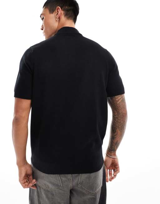 ASOS DESIGN - T-shirt dolcevita nera in maglia leggera di cotone, 3 di 4