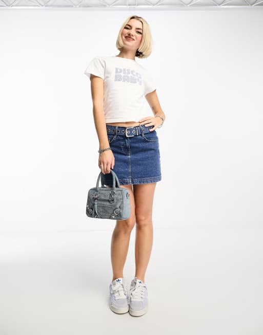 ASOS DESIGN - T-shirt effet rétréci à imprimé Disco Baby - Blanc, 4 de 4