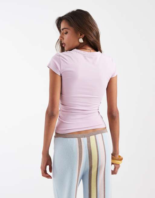 ASOS DESIGN - T-shirt effet rétréci à imprimé Oaxaca style universitaire - Lilas et citron vert, 3 de 4