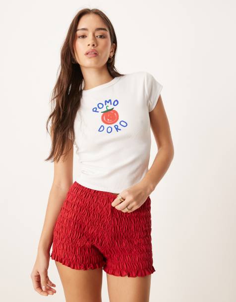 ASOS DESIGN - T-shirt effet rétréci à imprimé tomate - Blanc - view 1