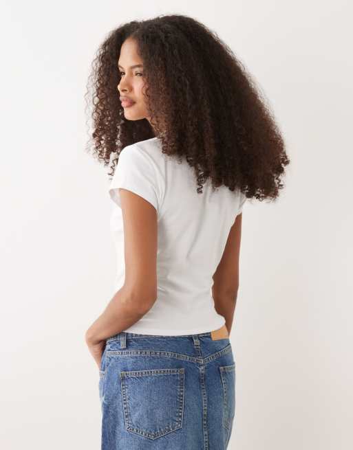 ASOS DESIGN - T-shirt effet rétréci à manches courtes et imprimé Mexico - Blanc, 4 de 4