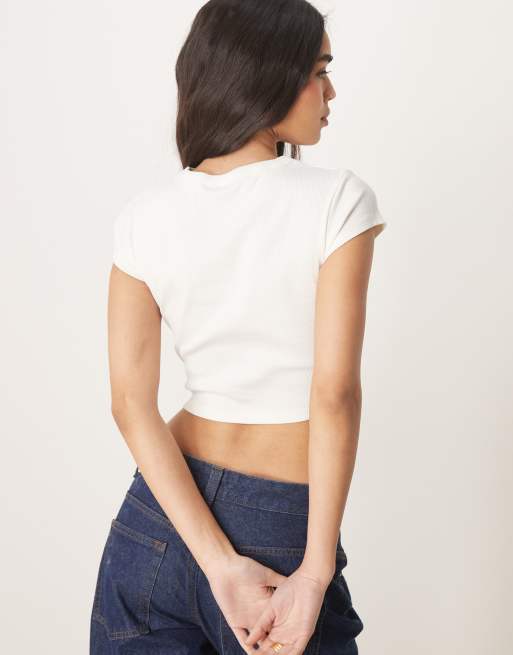 ASOS DESIGN - T-shirt effet rétréci avec inscription Book Boyfriend - Crème, 3 de 4