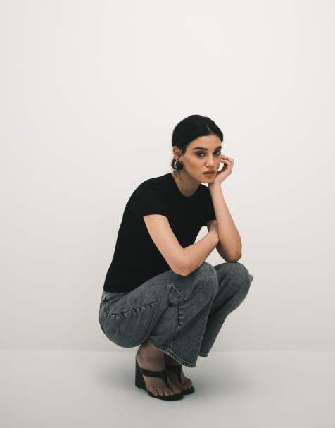 ASOS DESIGN - T-shirt effetto seconda pelle in maglia nera trasparente - view 1