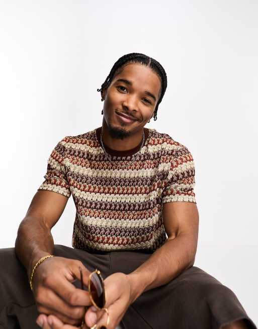ASOS DESIGN - T-shirt en crochet - Multicolore