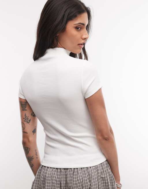ASOS DESIGN t-shirt en jersey à col montant écru, 4 de 4