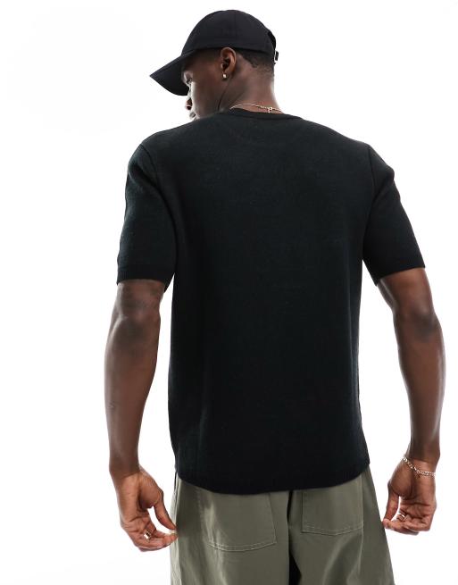 ASOS DESIGN - T-shirt en maille à imprimé fleur blanche - Noir, 3 de 4