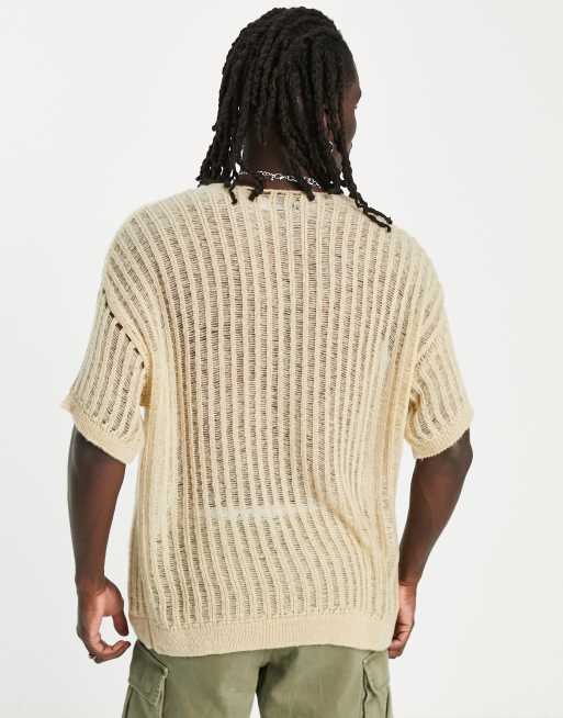 ASOS DESIGN - T-shirt en maille échelle - Taupe, 2 de 4