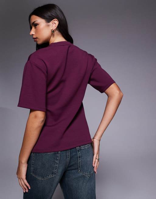 ASOS DESIGN - T-shirt en maille interlock à coutures cintrées - Figue, 4 de 4