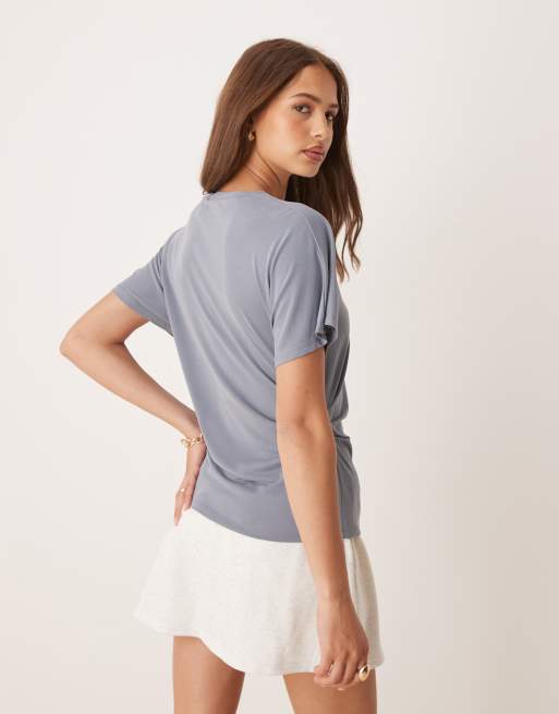 ASOS DESIGN - T-shirt en modal à manches courtes cintrée sur le côté - Ardoise, 3 de 4