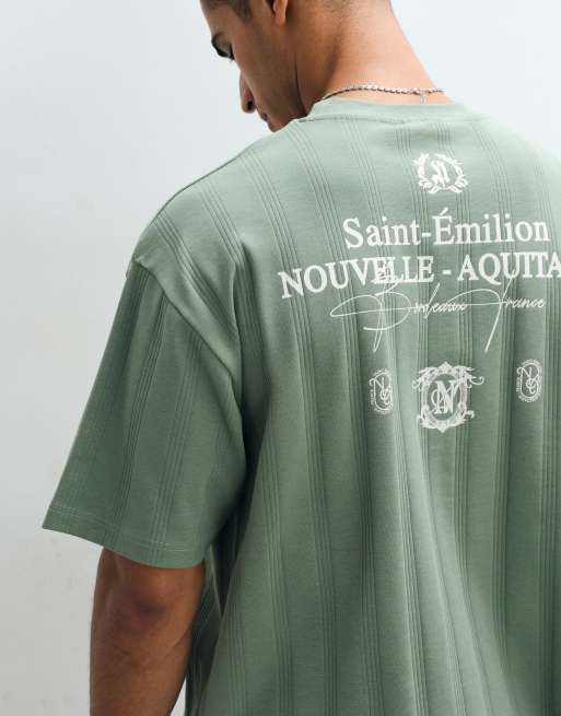 ASOS DESIGN - T-shirt en tissu texturé épais oversize à inscription imprimée - Vert, 2 de 5