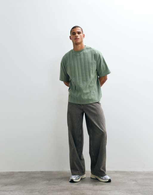 ASOS DESIGN - T-shirt en tissu texturé épais oversize à inscription imprimée - Vert, 3 de 5
