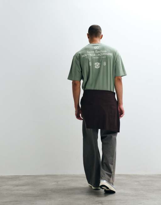 ASOS DESIGN - T-shirt en tissu texturé épais oversize à inscription imprimée - Vert, 4 de 5