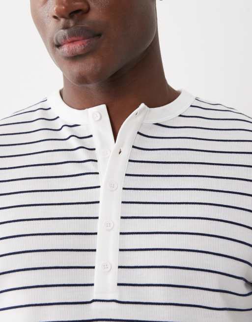 ASOS DESIGN - T-shirt épais à col boutonné - Rayures blanches, 3 de 5
