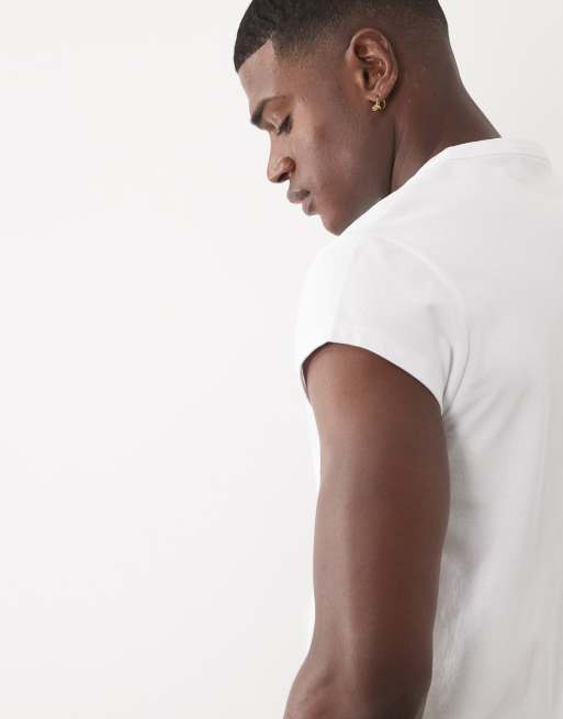 ASOS DESIGN - T-shirt épais coupe classique à col boutonné et mancherons - Blanc, 3 de 5