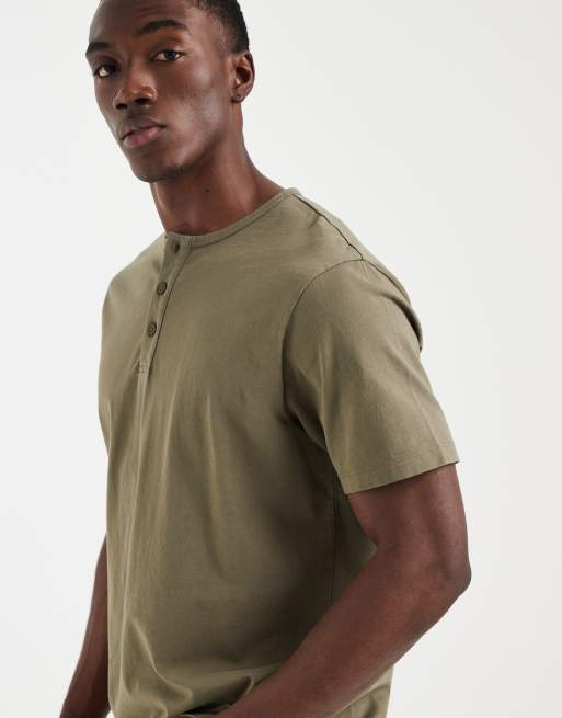 ASOS DESIGN - T-shirt épais coupe classique à col boutonné - Kaki délavé, 4 de 5