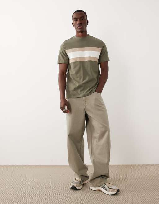 ASOS DESIGN - T-shirt épais coupe classique à empiècement contrastant - Kaki, 2 de 5