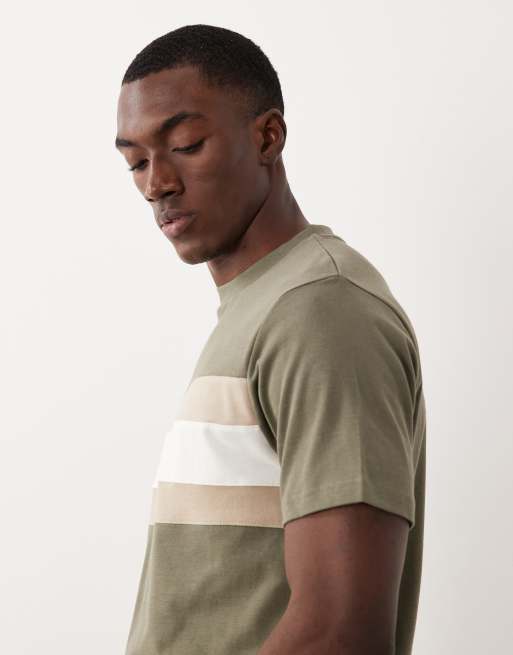 ASOS DESIGN - T-shirt épais coupe classique à empiècement contrastant - Kaki, 4 de 5