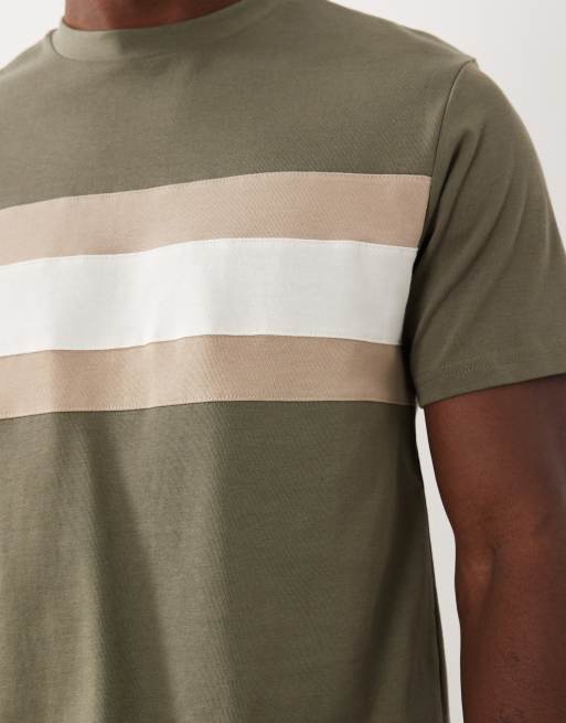 ASOS DESIGN - T-shirt épais coupe classique à empiècement contrastant - Kaki, 5 de 5