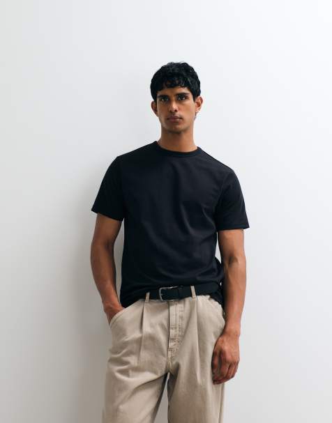 ASOS DESIGN - T-shirt épais coupe classique en coton mélangé - Noir - view 1