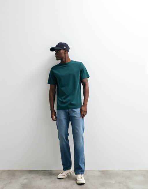 ASOS DESIGN - T-shirt épais coupe classique en coton mélangé - Vert foncé , 2 de 5