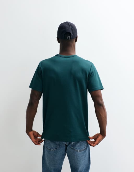 ASOS DESIGN - T-shirt épais coupe classique en coton mélangé - Vert foncé , 5 de 5