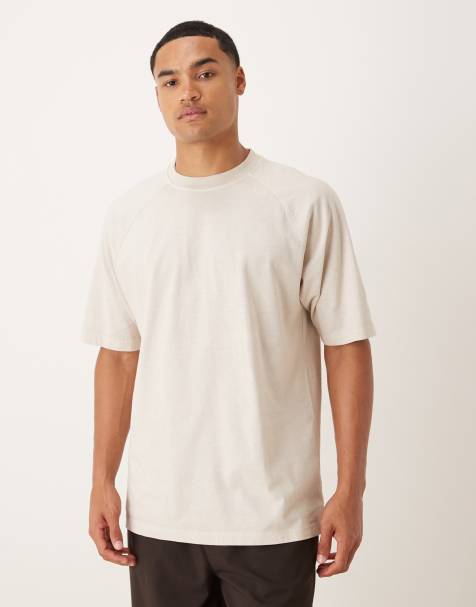 ASOS DESIGN - T-shirt épais décontracté à manches raglan - Beige délavé - view 1
