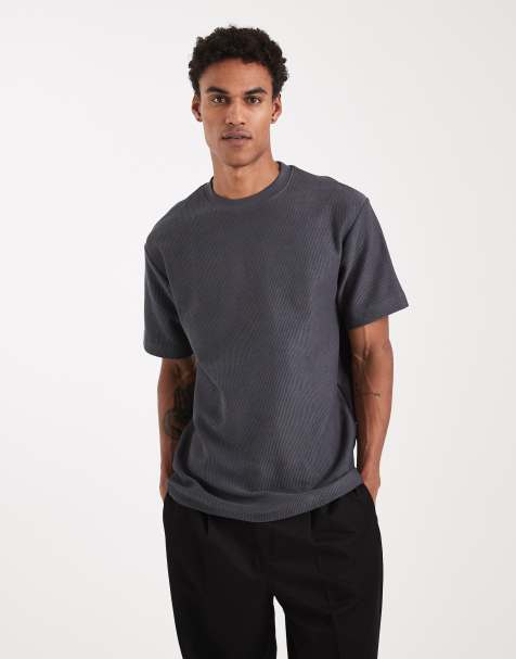ASOS DESIGN - T-shirt épais décontracté coupe carrée à épaules tombantes - Anthracite - view 1