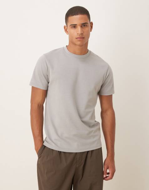 ASOS DESIGN - T-shirt épais en coton mélangé - Gris - view 1