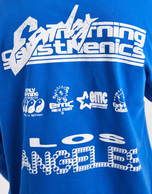  ASOS DESIGN - T-shirt épais oversize à manches longues avec imprimé ville - Bleu , 4 de 5