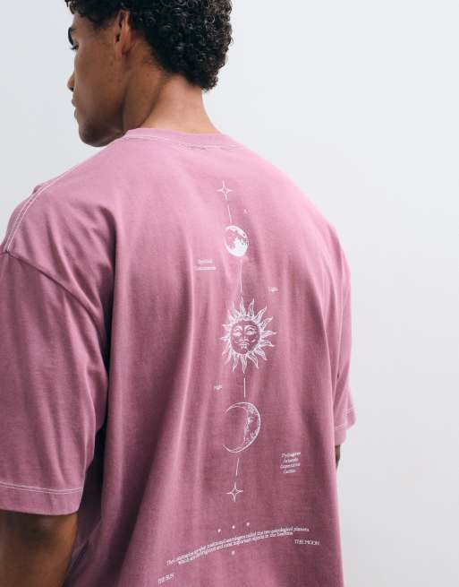 ASOS DESIGN - T-shirt épais oversize avec imprimé céleste au dos - Rose délavé , 2 de 5