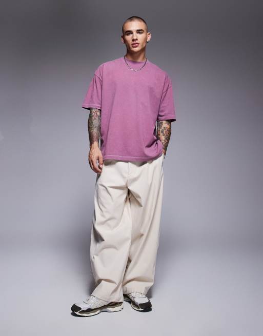 ASOS DESIGN - T-shirt épais oversize avec imprimé céleste vertical au dos - Rose délavé , 2 de 4