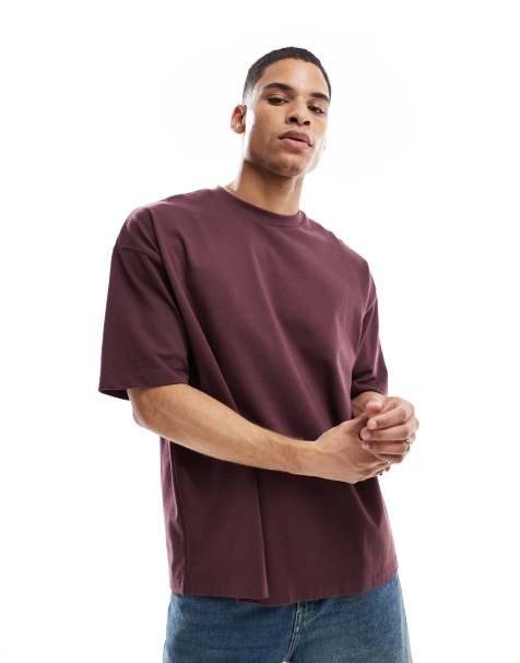ASOS DESIGN - T-shirt épais oversize - Bordeaux - view 1