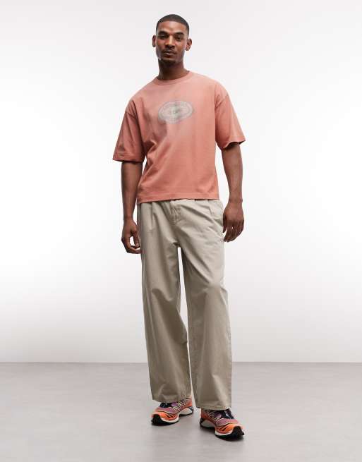 ASOS DESIGN - T-shirt épais oversize coupe carrée à imprimé texte - Orange délavé, 2 de 5