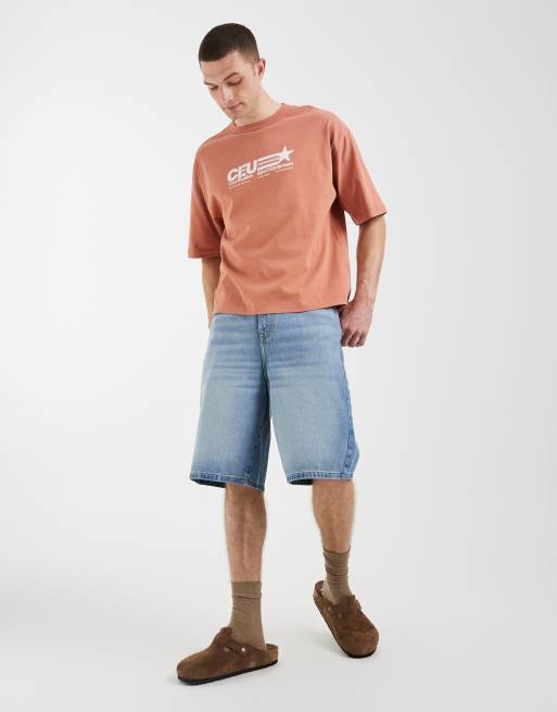 ASOS DESIGN - T-shirt épais oversize coupe carrée à imprimé urbain - Orange délavé, 2 de 5