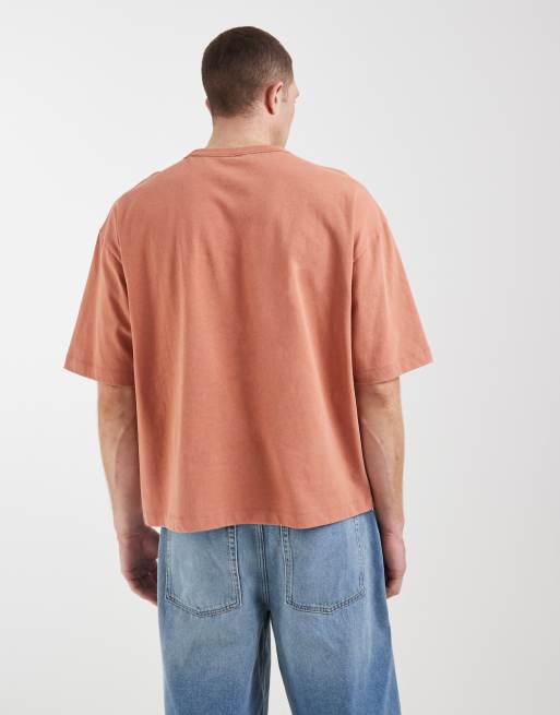 ASOS DESIGN - T-shirt épais oversize coupe carrée à imprimé urbain - Orange délavé, 5 de 5