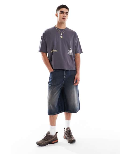 ASOS DESIGN - T-shirt épais oversize coupe carrée à imprimé ville - Bleu marine, 2 de 4
