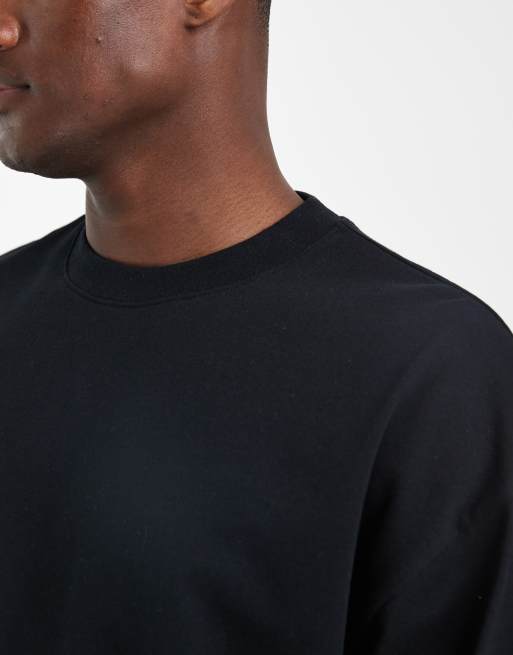 ASOS DESIGN - T-shirt épais oversize coupe carrée à manches mi-longues - Noir, 3 de 5