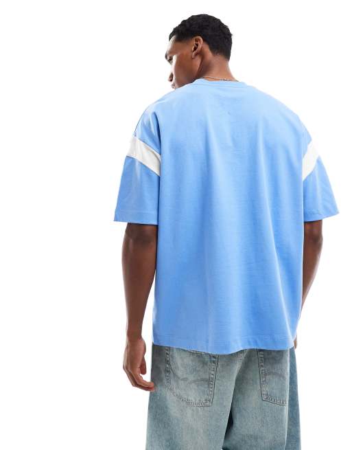 ASOS DESIGN - T-shirt épais oversize coupe carrée avec empiècements contrastants - Bleu , 3 de 4