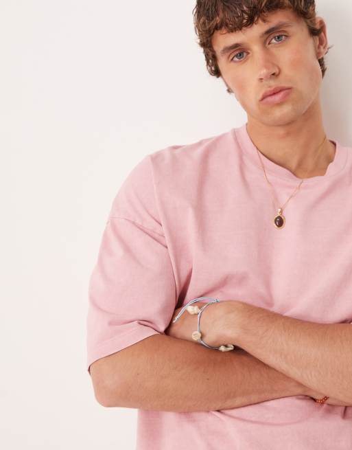 ASOS DESIGN - T-shirt épais oversize coupe carrée de qualité supérieure - Rose délavé , 3 de 4