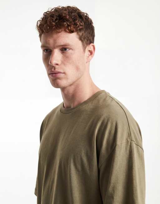 ASOS DESIGN - T-shirt épais oversize coupe carrée - Kaki, 4 de 5