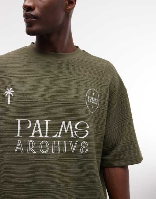 ASOS DESIGN - T-shirt épais oversize d'ensemble à imprimé football en tissu texturé - Olive  , 3 de 5