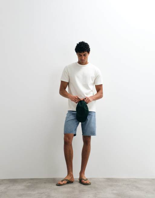 ASOS DESIGN - T-shirt épais ras de cou en coton mélangé - Crème, 2 de 5