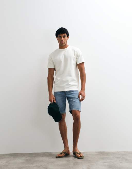 ASOS DESIGN - T-shirt épais ras de cou en coton mélangé - Crème, 4 de 5