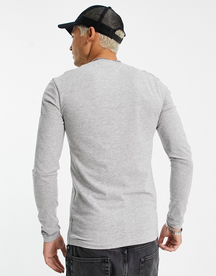 T-shirt girocollo a maniche lunghe attillata grigio mélange - ASOS DESIGN T-shirt donna  - immagine3