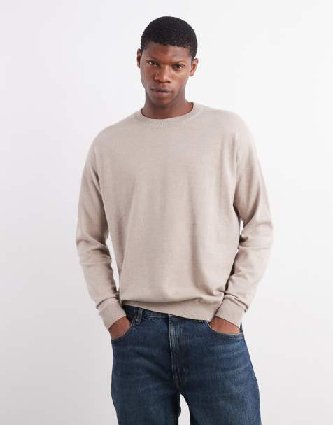 ASOS DESIGN - T-shirt girocollo a maniche lunghe vestibilità comoda in maglia color pietra mélange - view 1