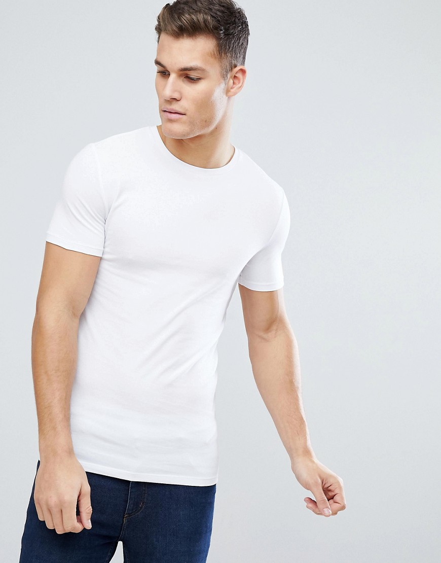 ASOS DESIGN - T-shirt girocollo attillata bianca-Bianco