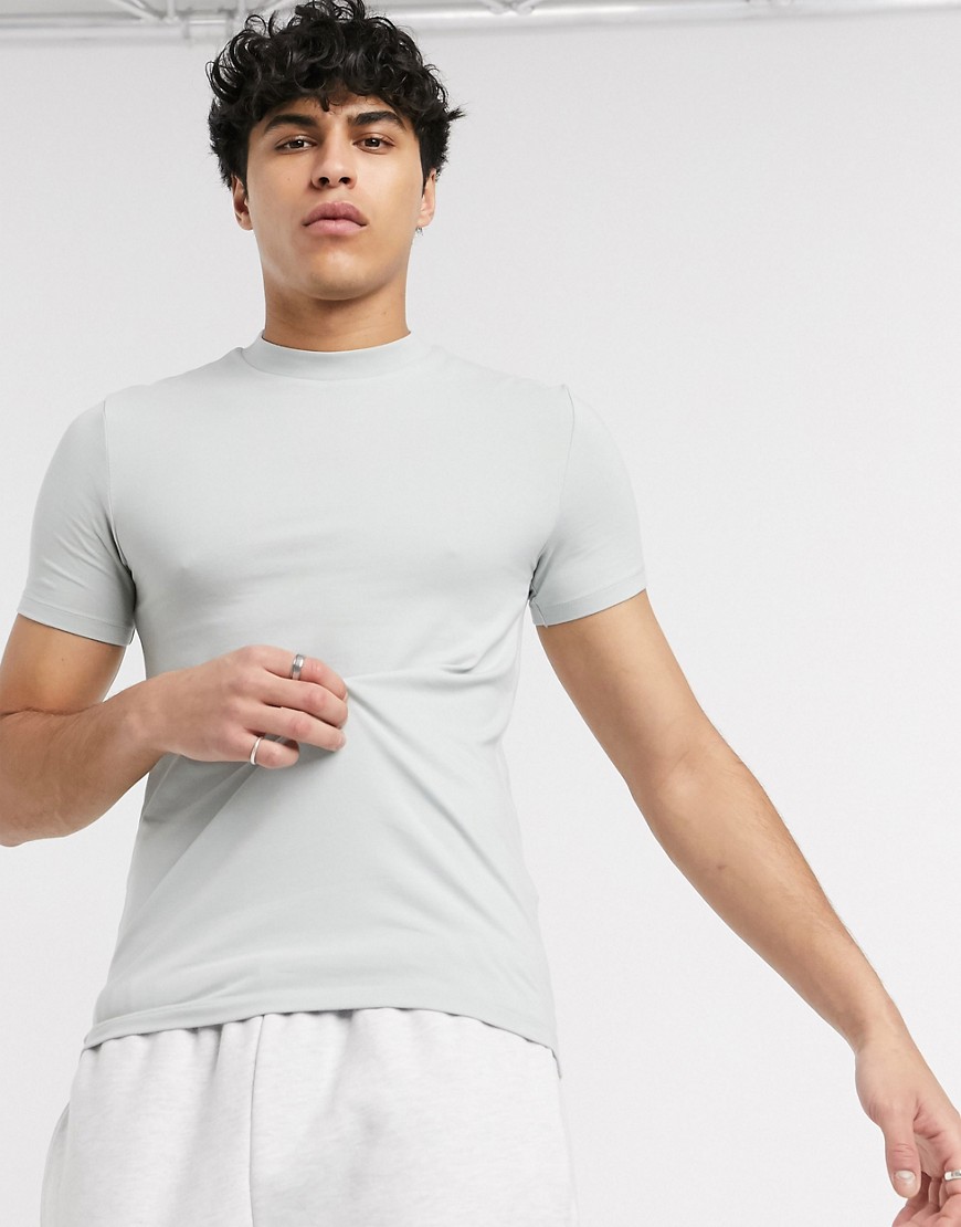 ASOS DESIGN - T-shirt girocollo attillata in cotone biologico grigio