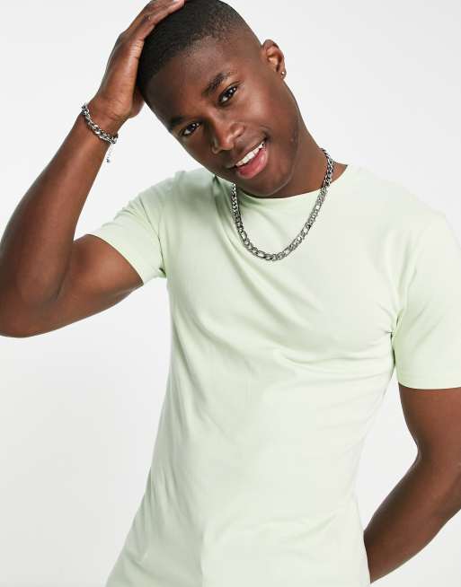 ASOS DESIGN - T-shirt girocollo attillata verde chiaro