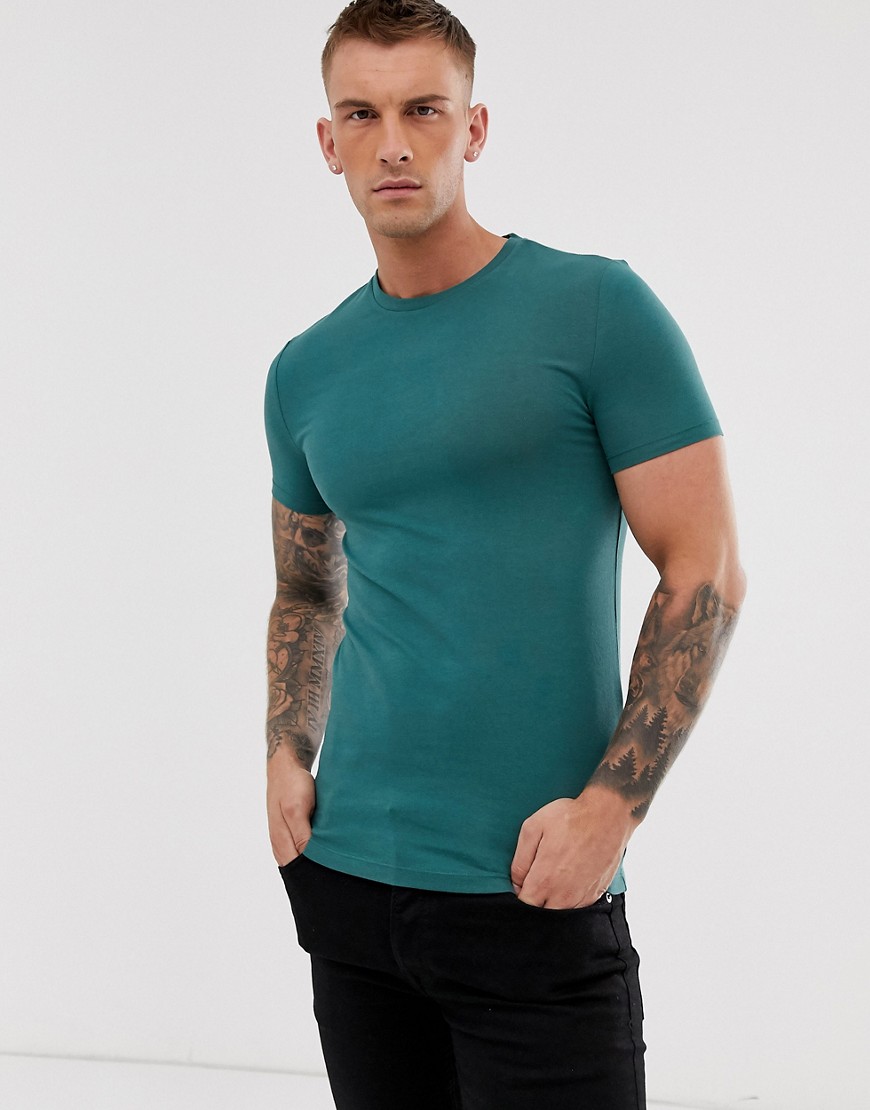 ASOS DESIGN - T-shirt girocollo attillata verde in tessuto biologico
